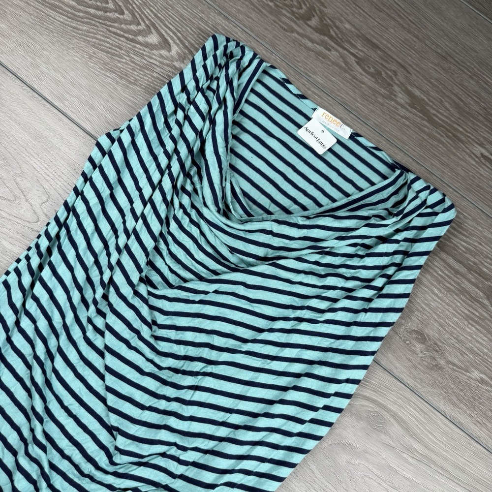 Renee C Women's Striped Sleeveless V Neck Top Blue Size Large
